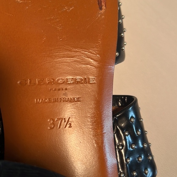 Clergerie Black Studded Slip-on worn at flat W7.5 - Picture 6 of 8